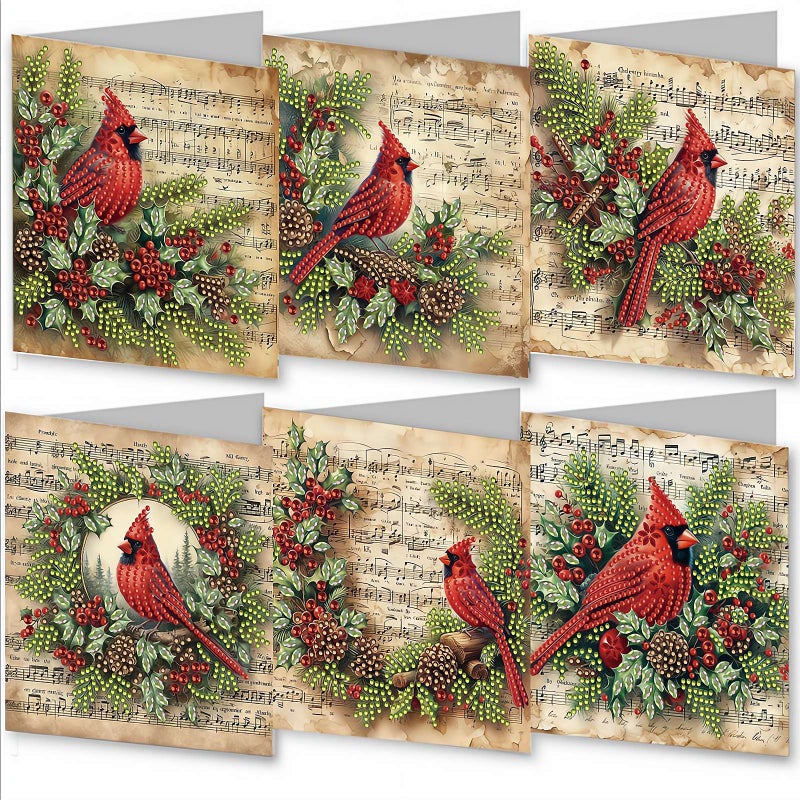 6 Pcs Christmas DIY Diamond Greeting Cards Set,5D DIY Diamond Art Painting Christmas Style Greeting Card, C-hristmas Card Making Kits for Family Friends Handmade Gift (Style N) - Image 1